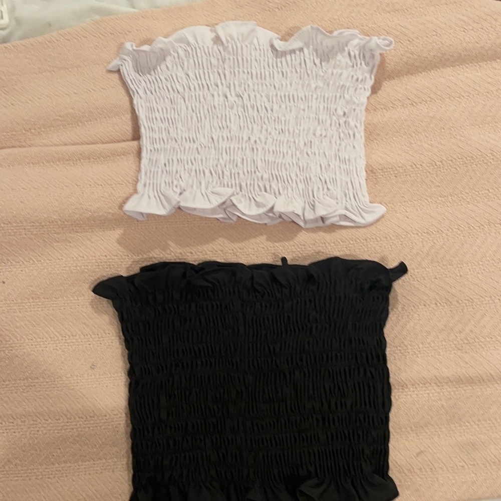 2 ribbed crop bandeau crop tops